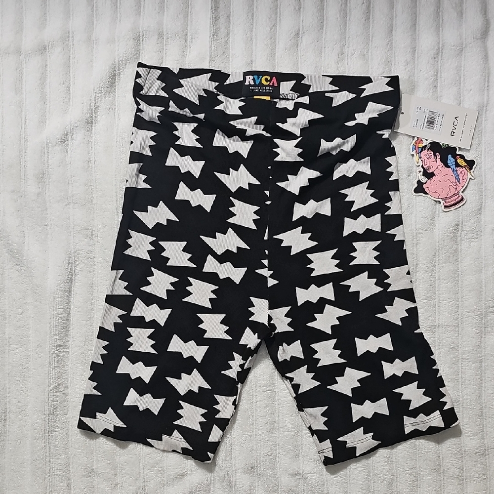 RVCA Black and White Patterned Bike Short
